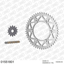 Kit chaine 520 AFAM - Couronne alu anti-boue - Type de chaine au choix - SUZUKI RM-Z 450 2005-2007