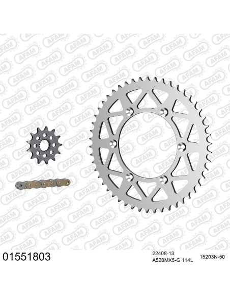 Kit chaine 520 AFAM - Couronne alu anti-boue - Type de chaine au choix - SUZUKI RM-Z 450 2015-2023