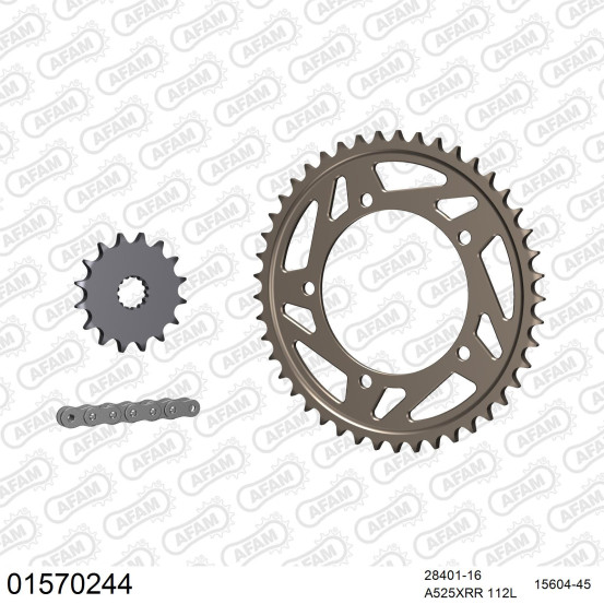 Kit chaine 525 AFAM - Couronne alu - Type de chaine au choix - SUZUKI GSXR 600 2004-2005
