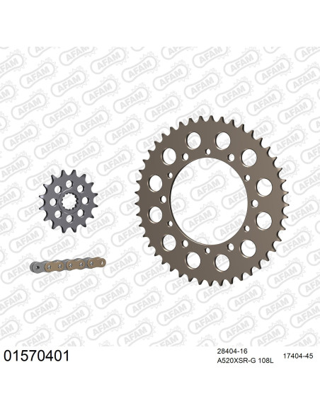 Kit chaine 520 AFAM - Couronne alu anti-boue - Type de chaine au choix - SUZUKI GSX-R 600 RACING 1997-2000