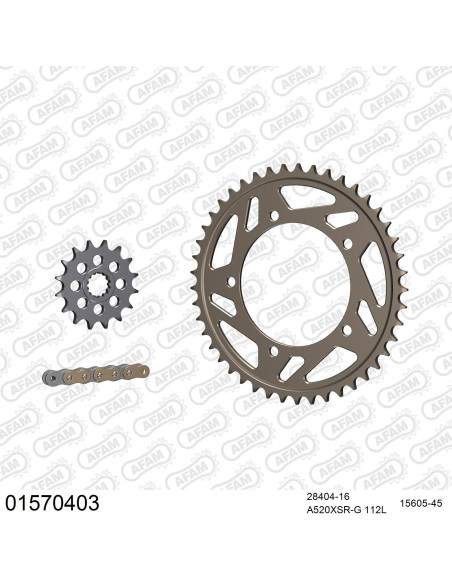 Kit chaine 520 AFAM - Couronne alu anti-boue - Type de chaine au choix - SUZUKI GSX-R 600 RACING 2004-2005