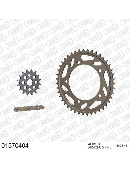 Kit chaine 520 AFAM - Couronne alu anti-boue - Type de chaine au choix - SUZUKI GSXR 600  520 AFAM 2006-2010