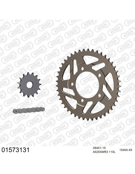 Kit chaine 525 AFAM - Couronne alu anti-boue - Type de chaine au choix - SUZUKI SV 650 N 1999-2010