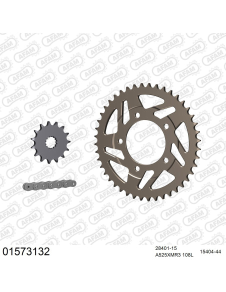 Kit chaine 525 AFAM - Couronne alu anti-boue - Type de chaine au choix - SUZUKI SV 650 S 1999-2007