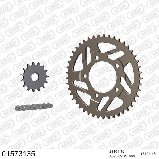 Kit chaine 525 AFAM - Couronne alu anti-boue - Type de chaine au choix - SUZUKI SV 650 S 2008-2011