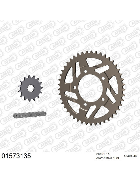Kit chaine 525 AFAM - Couronne alu anti-boue - Type de chaine au choix - SUZUKI SV 650 S 2008-2011