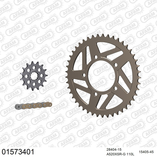 Kit chaine 520 AFAM - Couronne alu anti-boue - Type de chaine au choix - SUZUKI SV 650 RACING 1999-2010