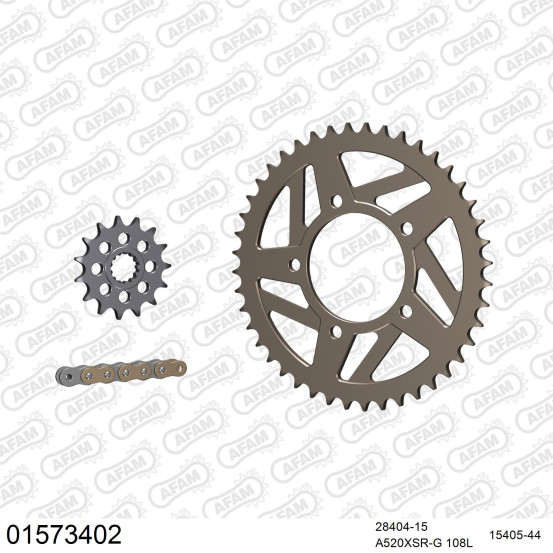 Kit chaine 520 AFAM - Couronne alu anti-boue - Type de chaine au choix - RACING SUZUKI SV 650 S 1999-2007