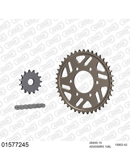 Kit chaine 530 AFAM - Couronne alu anti-boue - Type de chaine au choix - SUZUKI GSX R 750 1992-1995