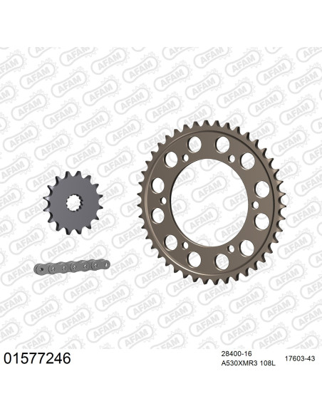 Kit chaine 530 AFAM - Couronne alu anti-boue - Type de chaine au choix - SUZUKI GSXR 750 1996-1997