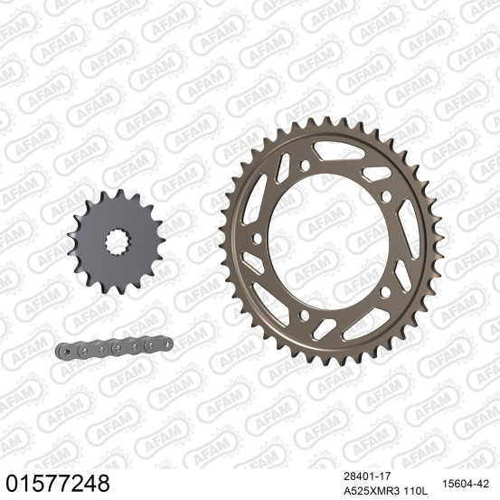 Kit chaine 525 AFAM - Couronne alu anti-boue - Type de chaine au choix - SUZUKI GSXR 750 2000-2003