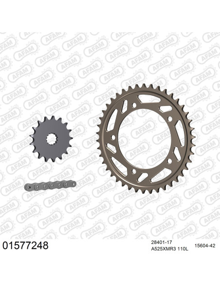 Kit chaine 525 AFAM - Couronne alu anti-boue - Type de chaine au choix - SUZUKI GSXR 750 2000-2003