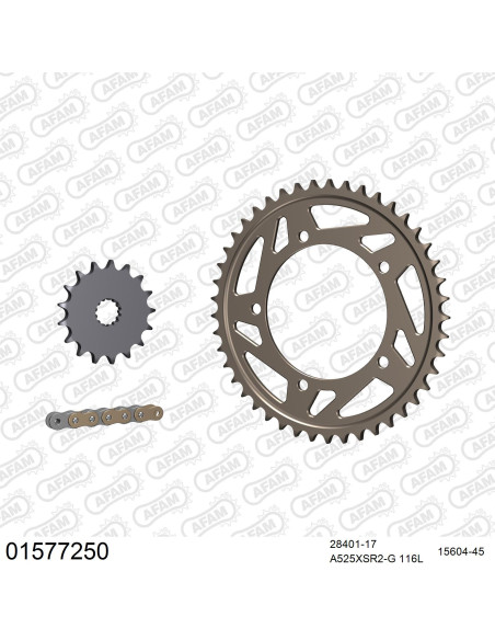 Kit chaine 525 AFAM - Couronne alu anti-boue - Type de chaine au choix - SUZUKI GSXR 750 2006-2010