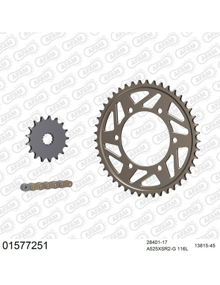 Kit chaine 525 AFAM - Couronne alu anti-boue - Type de chaine au choix - SUZUKI GSX-R 750 2011-2017