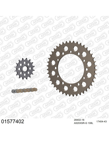 Kit chaine 520 AFAM - Couronne alu anti-boue - Type de chaine au choix - SUZUKI GSX-R 750 RACING 1996-1997