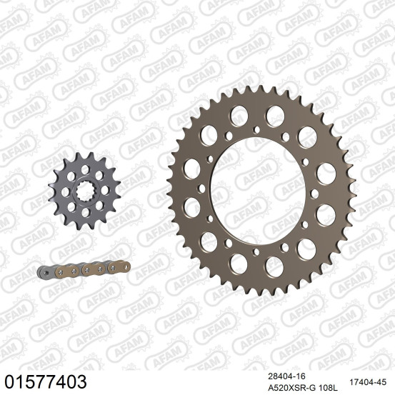 Kit chaine 520 AFAM - Couronne alu anti-boue - Type de chaine au choix - SUZUKI GSX-R 750 RACING 1998-1999