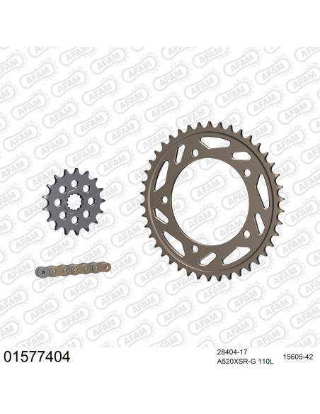 Kit chaine 520 AFAM - Couronne alu anti-boue - Type de chaine au choix - SUZUKI GSX-R 750 RACING 2000-2003