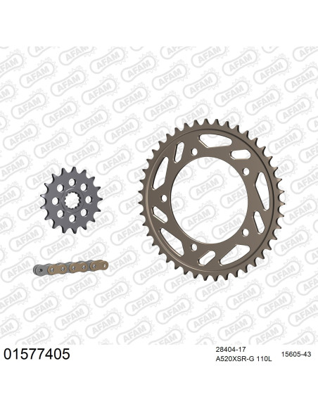 Kit chaine 520 AFAM - Couronne alu anti-boue - Type de chaine au choix - SUZUKI GSX-R 750 RACING 2004-2005