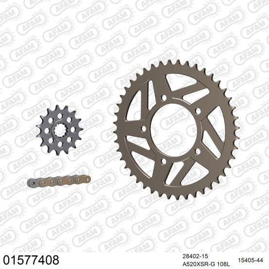 Kit chaine 520 AFAM - Couronne alu anti-boue - Type de chaine au choix - SUZUKI GSXR 750 1988-1989