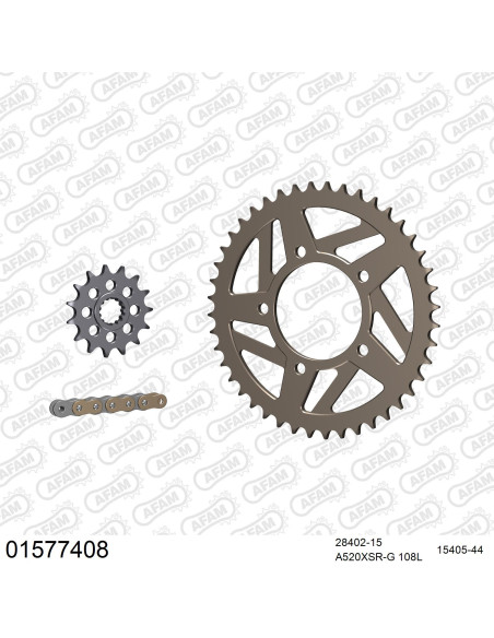 Kit chaine 520 AFAM - Couronne alu anti-boue - Type de chaine au choix - SUZUKI GSXR 750 1988-1989