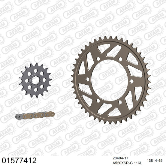 Kit chaine 520 AFAM - Couronne alu anti-boue - Type de chaine au choix - SUZUKI GSX-R 750 2011-2017