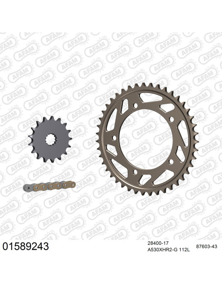 Kit chaine 530 AFAM - Couronne alu anti-boue - Type de chaine au choix - SUZUKI 1000 GSXR 2007-2008