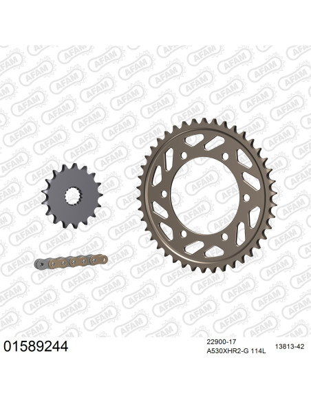 Kit chaine 530 AFAM - Couronne alu anti-boue - Type de chaine au choix - SUZUKI GSXR 1000 2009-2016