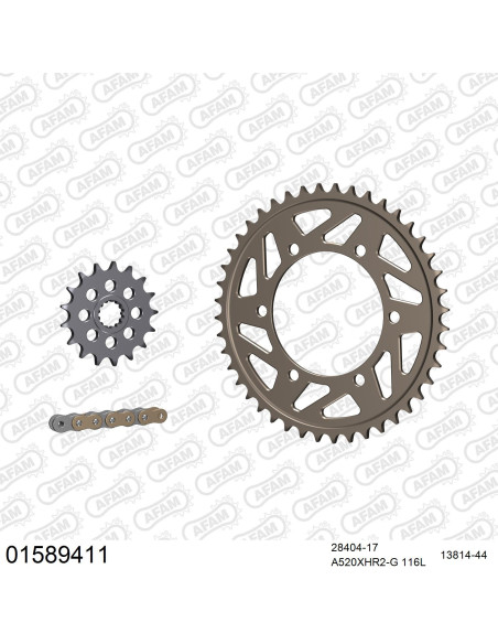 Kit chaine 520 AFAM - Couronne alu anti-boue - Type de chaine au choix - SUZUKI GSX-S 1000 RACING 2015-2022