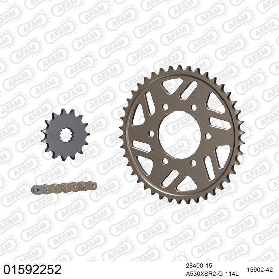 Kit chaine 530 AFAM - Couronne alu anti-boue - Type de chaine au choix - SUZUKI GSXR 1100 1993-1994