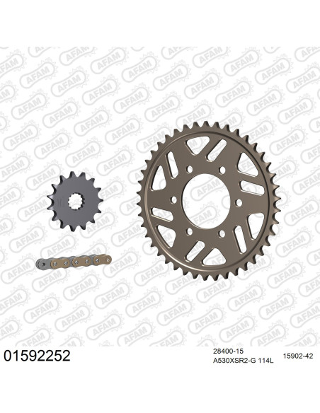 Kit chaine 530 AFAM - Couronne alu anti-boue - Type de chaine au choix - SUZUKI GSXR 1100 1993-1994