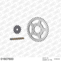 Kit chaine 420 AFAM - Couronne acier - Type de chaine au choix - KAWASAKI 80 AE 1981-1989