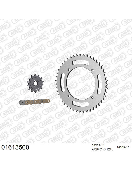 Kit chaine 428 AFAM - Couronne acier - Type de chaine au choix - KAWASAKI KLX 125 2010-2016