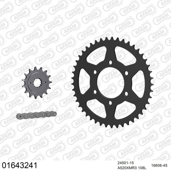 Kit chaine 520 AFAM - Couronne acier - Type de chaine au choix - KAWASAKI ZXR 400 1989-1990