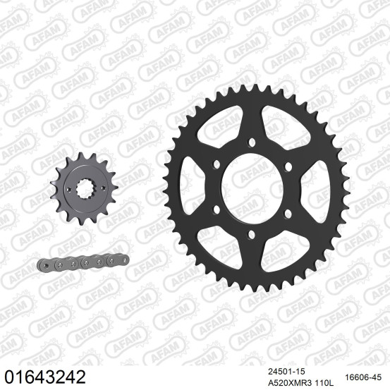Kit chaine 520 AFAM - Couronne acier - Type de chaine au choix - KAWASAKI ZXR 400 1991-1999
