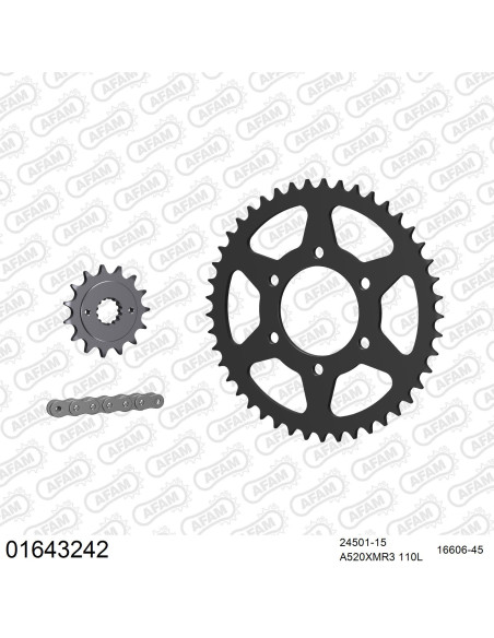 Kit chaine 520 AFAM - Couronne acier - Type de chaine au choix - KAWASAKI ZXR 400 1991-1999