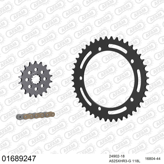 Kit chaine 525 AFAM - Couronne acier - Type de chaine au choix - KAWASAKI NINJA H2 2015-2020