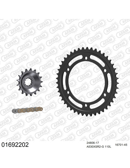 Kit chaine 530 AFAM - Couronne acier - Type de chaine au choix - KAWASAKI ZZR 1100 C1-3 1990-1992
