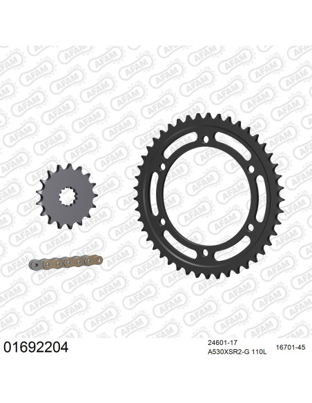 Kit chaine 530 AFAM - Couronne acier - Type de chaine au choix - KAWASAKI ZRR 1100 D1-D3 1993-1995