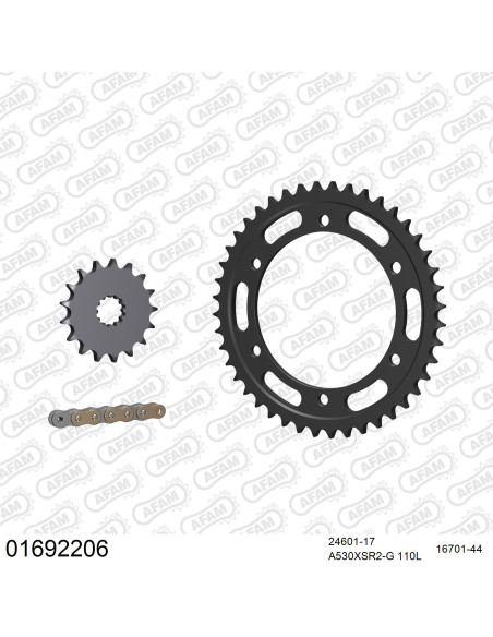 Kit chaine 530 AFAM - Couronne acier - Type de chaine au choix - KAWASAKI ZZR 1100 1996-2001