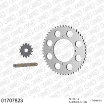 Kit chaine 420 AFAM - Couronne alu anti-boue - Type de chaine au choix - KAWASAKI KX 85 petites roues 2001-2002