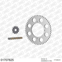 Kit chaine 420 AFAM - Couronne alu anti-boue - Type de chaine au choix - KAWASAKI KX 85 grandes roues 2001-2023