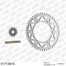 Kit chaine 520 AFAM - Couronne alu anti-boue - Type de chaine au choix - KAWASAKI KX 125 2000-2002