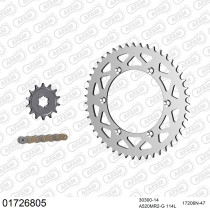 Kit chaine 520 AFAM - Couronne alu anti-boue - Type de chaine au choix - KAWASAKI KX 250 1987-1989