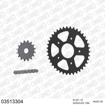 Kit chaine 520 AFAM - Couronne acier - Type de chaine au choix - APRILIA 125 RS 1996-1998