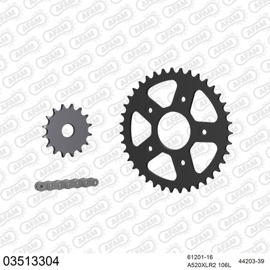 Kit chaine 520 AFAM - Couronne acier - Type de chaine au choix - APRILIA 125 RS 1996-1998