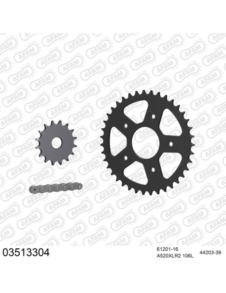 Kit chaine 520 AFAM - Couronne acier - Type de chaine au choix - APRILIA 125 RS 1996-1998