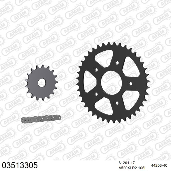 Kit chaine 520 AFAM - Couronne acier - Type de chaine au choix - APRILIA 125 RS 1999-2005