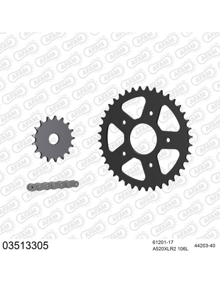 Kit chaine 520 AFAM - Couronne acier - Type de chaine au choix - APRILIA 125 RS 1999-2005