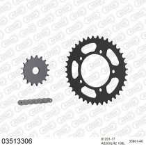 Kit chaine 520 AFAM - Couronne acier - Type de chaine au choix - APRILIA 125 RS 2006-2012