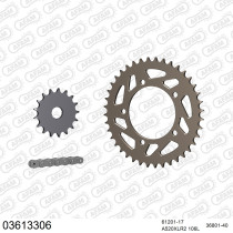 Kit chaine 520 AFAM - Couronne alu anti-boue - Type de chaine au choix - APRILIA 125 RS 2006-2012